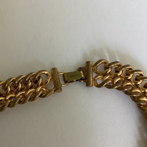 Vintage Monet Gold Tone Chunky Doubled Link Collar Choker Necklace Y2K 80s - Picture 7 of 11